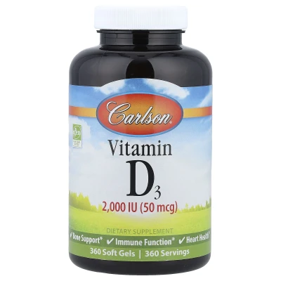 Carlson - Vitamin D3 | 50 mcg (2 | 000 IU) | 360 Soft Gels
