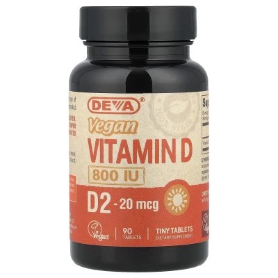 Deva - Vegan Vitamin D2 | 20 mcg (800 IU) | 90 Tablets