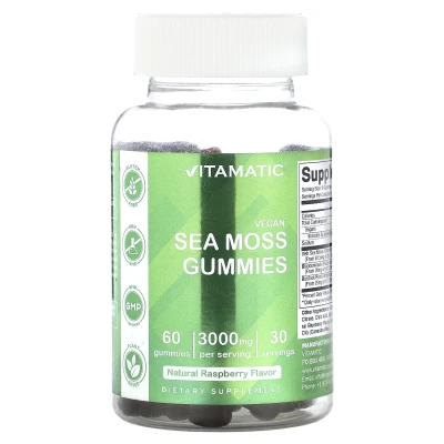 Vitamatic - Vegan Sea Moss Gummies | Natural Raspberry | 60 Gummies