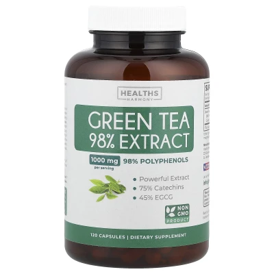 Healths Harmony - Green Tea 98% Extract | 120 Capsules (500 mg per Capsule)