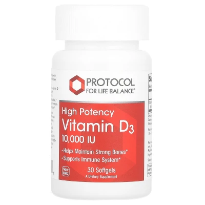 Protocol for Life Balance - Vitamin D3 | High Potency | 250 mcg (10 | 000 IU) | 30 Softgels