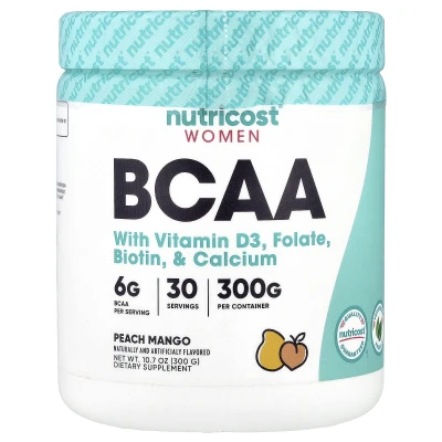 Nutricost - Women | BCAA With Vitamin D3 | Folate | Biotin | & Calcium | Peach Mango | 10.7 oz (300 g)