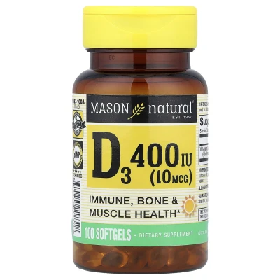 Mason Natural - Vitamin D3 | 10 mcg (400 IU) | 100 Softgels