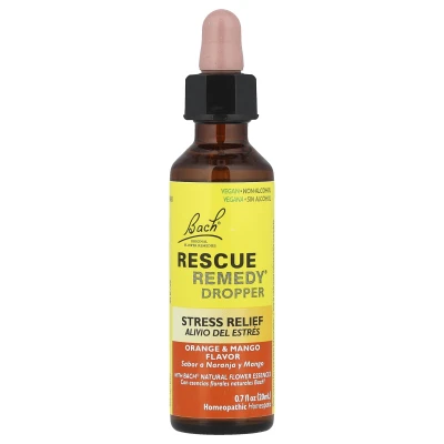 Bach - Rescue Remedy® Dropper | Stress Relief | Orange & Mango | 0.7 fl oz (20 ml)