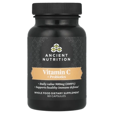 Ancient Nutrition - Vitamin C + Probiotics | 60 Capsules