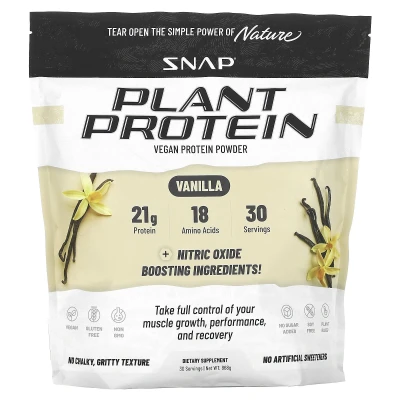 Snap Supplements - Plant Protein with Nitric Oxide Booster | Vanilla | 868 g