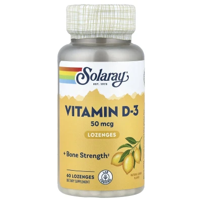 Solaray - Vitamin D-3 Lozenges | Natural Lemon | 50 mcg | 60 Lozenges