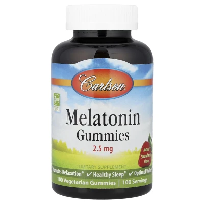 Carlson - Melatonin Gummies | Natural Strawberry | 2.5 mg | 100 Vegetarian Gummies