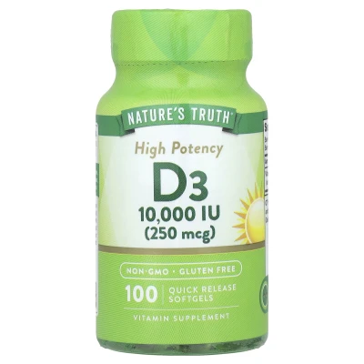 Nature's Truth - Vitamin D3 | High Potency | 250 mcg (10 | 000 IU) | 100 Quick Release Softgels