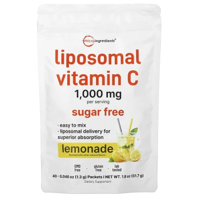 Micro Ingredients - Liposomal Vitamin C | Lemonade | 40 Packets | 0.046 oz (1.3 g) Each