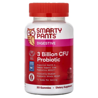 SmartyPants - Digestive | Probiotic Gummies | Strawberry | 30 Gummies