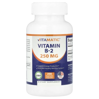 Vitamatic - Vitamin B-2 | 250 mg | 200 Vegetable Capsules