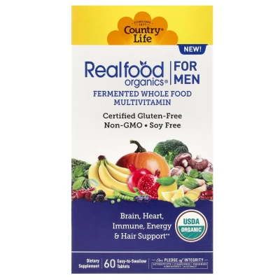 Country Life - Realfood Organics | Multivitamin For Men | 60 Easy-to-Swallow Tablets