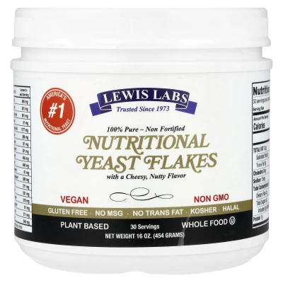 Lewis Labs - Nutritional Yeast Flakes | Cheesy Nutty | 16 oz (454 g)