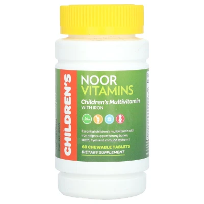 Noor Vitamins - Children's Multivitamin with Iron | 60 Chewable Tablets