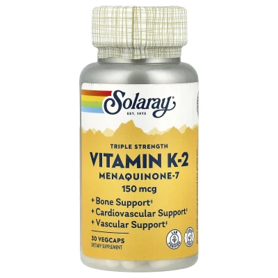 Solaray - Triple Strength | Vitamin K-2 Menaquinone-7 | 150 mcg | 30 VegCaps