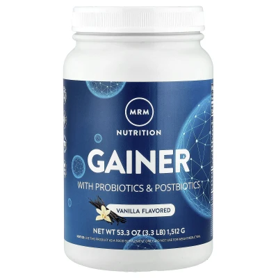 MRM Nutrition - Gainer with Probiotics & Postbiotics | Vanilla | 3.3 lb (1 | 512 g)