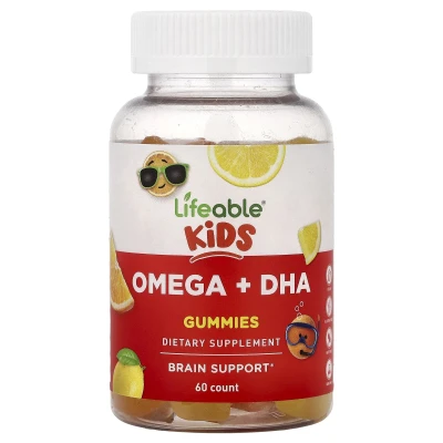 Lifeable - Kids | Omega + DHA Gummies | Orange & Lemon | 60 Gummies