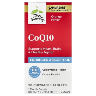 Terry Naturally - CoQ10 | Orange | 30 Chewable Tablets (100 mg per Tablet)