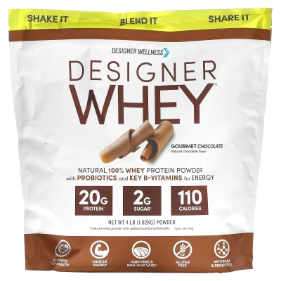 Designer Wellness - Designer Whey | Natural 100% Whey Protein Powder | Gourmet Chocolate | 4 lb (1.82 kg)