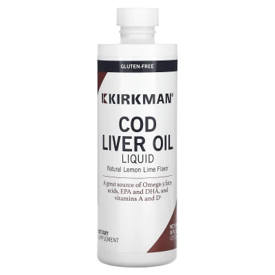 Kirkman Labs - Cod Liver Oil Liquid | Natural Lemon Lime | 8 fl oz (237 ml)