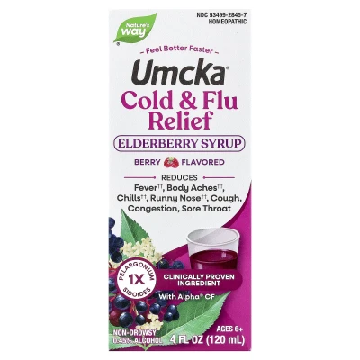 Nature's Way - Umcka® | Cold & Flu Relief Syrup | Elderberry | Ages 6+ | Berry | 4 fl oz (120 ml)