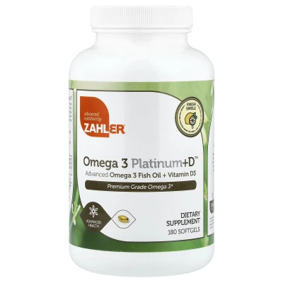 Zahler - Omega 3 Platinum+D™ | Advanced Omega 3 Fish Oil + Vitamin D3 | 180 Softgels