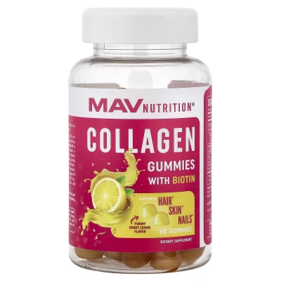 MAV Nutrition - Collagen Gummies with Biotin | Sweet Lemon | 60 Gummies