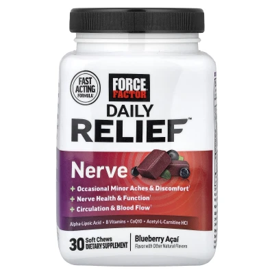 Force Factor - Daily Relief™ | Nerve | Blueberry Acai | 30 Soft Chews