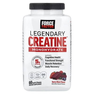 Force Factor - Legendary Creatine™ Monohydrate | Berry Blast | 60 Soft Chews (2.5 g per Chew)