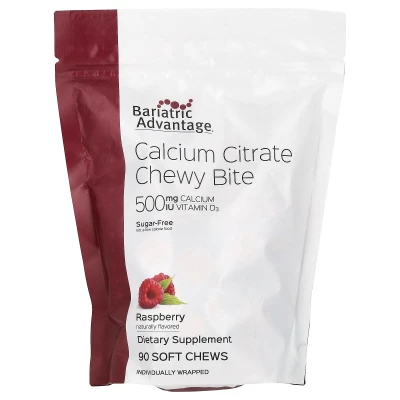 Bariatric Advantage - Calcium Citrate Chewy Bite | Sugar-Free | Raspberry | 90 Soft Chews