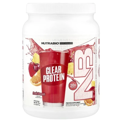 NutraBio - Clear Protein Powder | Whey Protein Isolate | Fruit Punch | 1.1 lb (511 g)