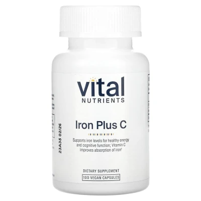 Vital Nutrients - Iron Plus C | 100 Vegan Capsules