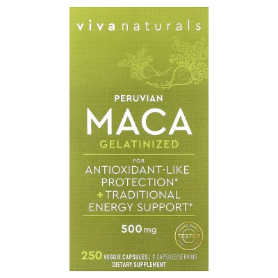 Viva Naturals - Peruvian Maca | Gelatinized | 500 mg | 250 Veggie Capsules