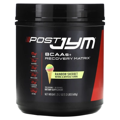 JYM Supplement Science - Post JYM | BCAAs + Recovery Matrix | Rainbow Sherbet | 1.3 lbs (600 g)