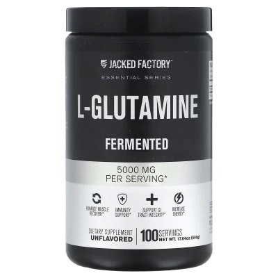 Jacked Factory - Essential Series | L-Glutamine | Fermented | Unflavored | 17.64 oz (500 g)