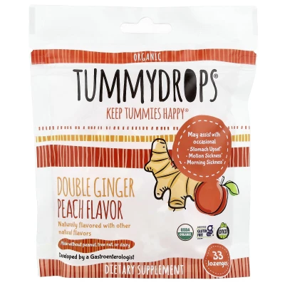 Tummydrops - Organic Double Ginger Peach Drops | 33 Lozenges