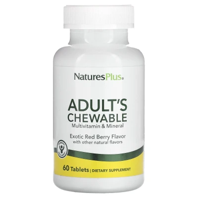 NaturesPlus - Adult's Chewable Multivitamin & Mineral | Exotic Red Berry | 60 Tablets