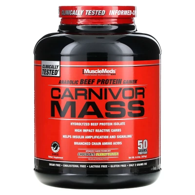 MuscleMeds - Carnivor Mass | Anabolic Beef Protein Gainer | Chocolate Peanut Butter | 5.9 lbs (2674 g)