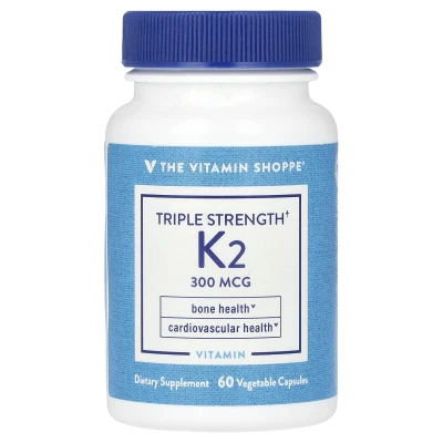 The Vitamin Shoppe - Triple Strength Vitamin K2 | 300 mcg | 60 Vegetable Capsules