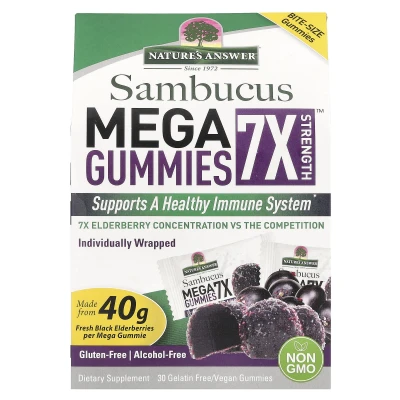 Nature's Answer - Sambucus Mega Gummies 7X Strength™ | 202 mg | 30 Gelatin Free/Vegan Gummies