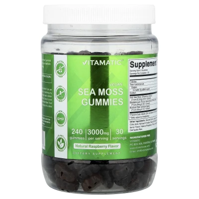 Vitamatic - Vegan Sea Moss Gummies | Natural Raspberry | 240 Gummies