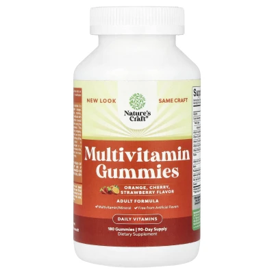 Nature's Craft - Multivitamin Gummies | Orange | Cherry | Strawberry | 180 Gummies