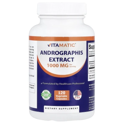 Vitamatic - Andrographis Extract | 120 Vegetable Capsules (500 mg per Capsule)