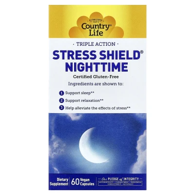 Country Life - Stress Shield® Nighttime | Triple Action | 60 Vegan Capsules