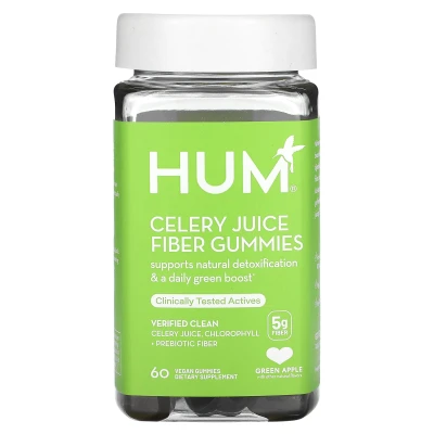 HUM Nutrition - Celery Juice Fiber Gummies | Green Apple | 5 g | 60 Vegan Gummies