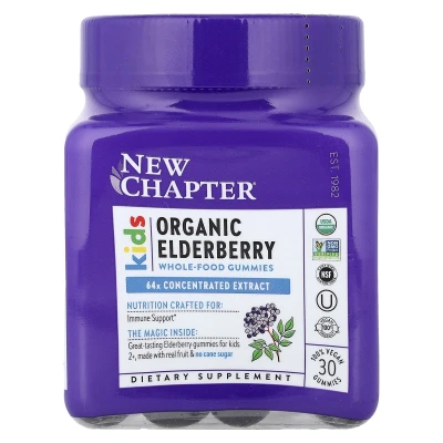 New Chapter - Kids | Organic Elderberry Whole-Food Gummies | Ages 2+ | 30 Vegan Gummies