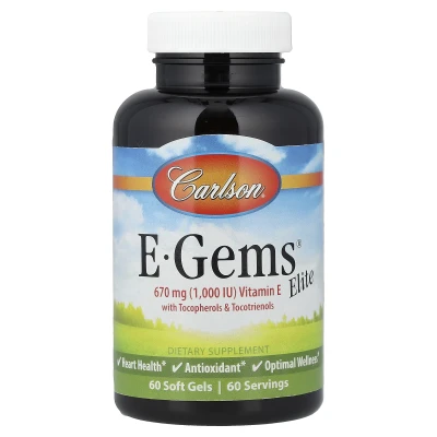 Carlson - E-Gems® Elite | Vitamin E with Tocopherols & Tocotrienols | 60 Soft Gels