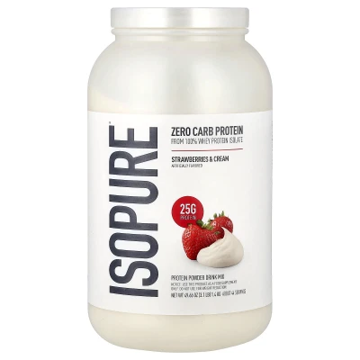Isopure - Zero Carb Protein Powder | Strawberries & Cream | 3.1 lb (1.4 kg)