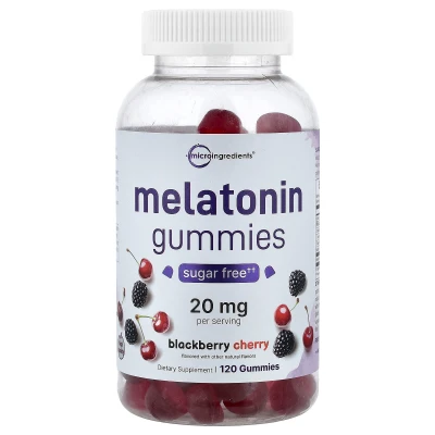 Micro Ingredients - Melatonin Gummies | Blackberry Cherry | 120 Gummies (10 mg per Gummy)